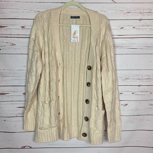 Pretty garden boutique Women’s L Large  Cream Cardigan crotchet new with tags